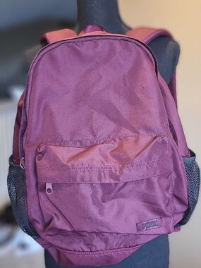 PINK Victoria's Secret Maroon Canvas Backpack with Front Zippered Pocket